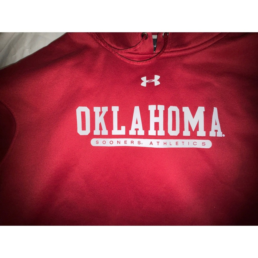 Under Armour Oklahoma Sooners Athletics Hoodie Crimson Red Mens Medium T11-12